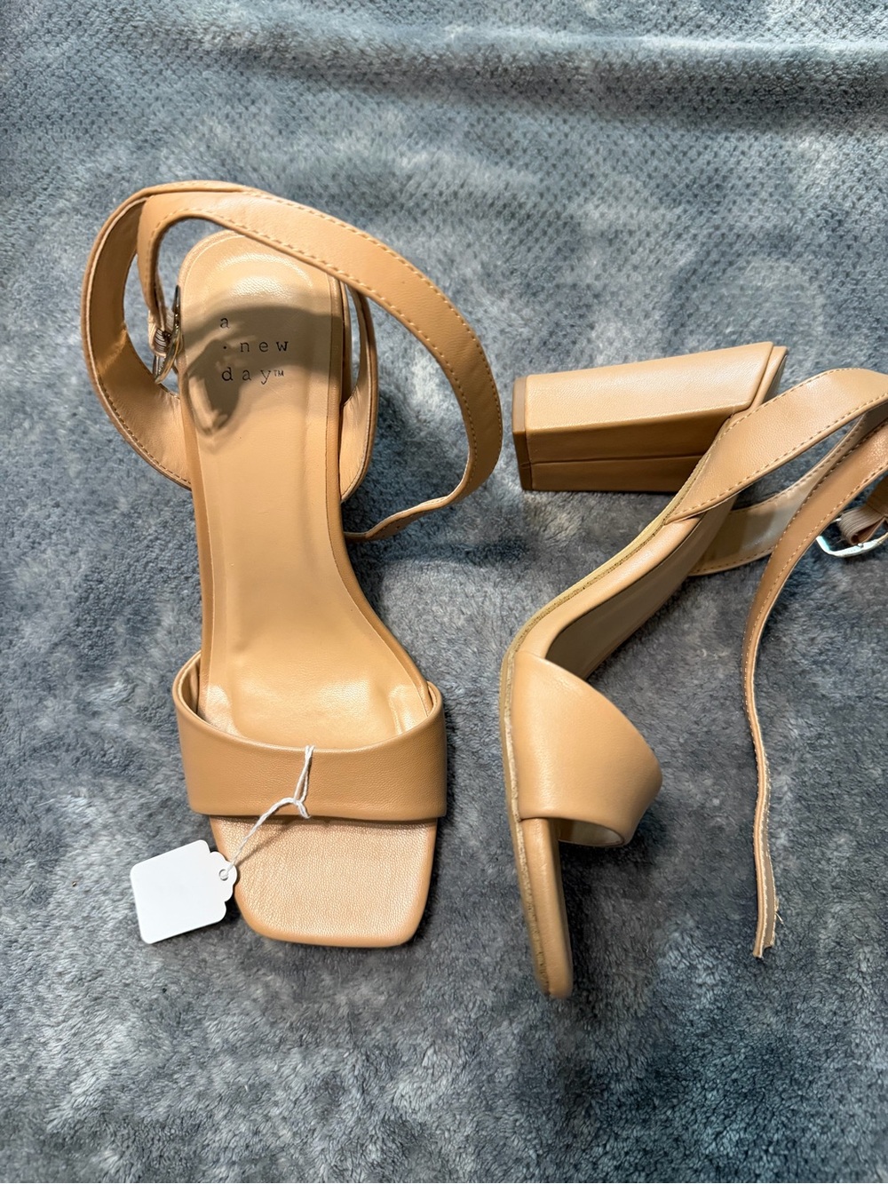 Tan Block Heel Ankle Strap Sandals only worn once